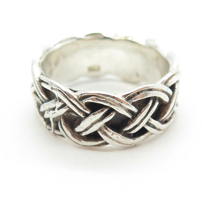 925 Sterling Silver Vintage Woven Band Ring Size 10.5