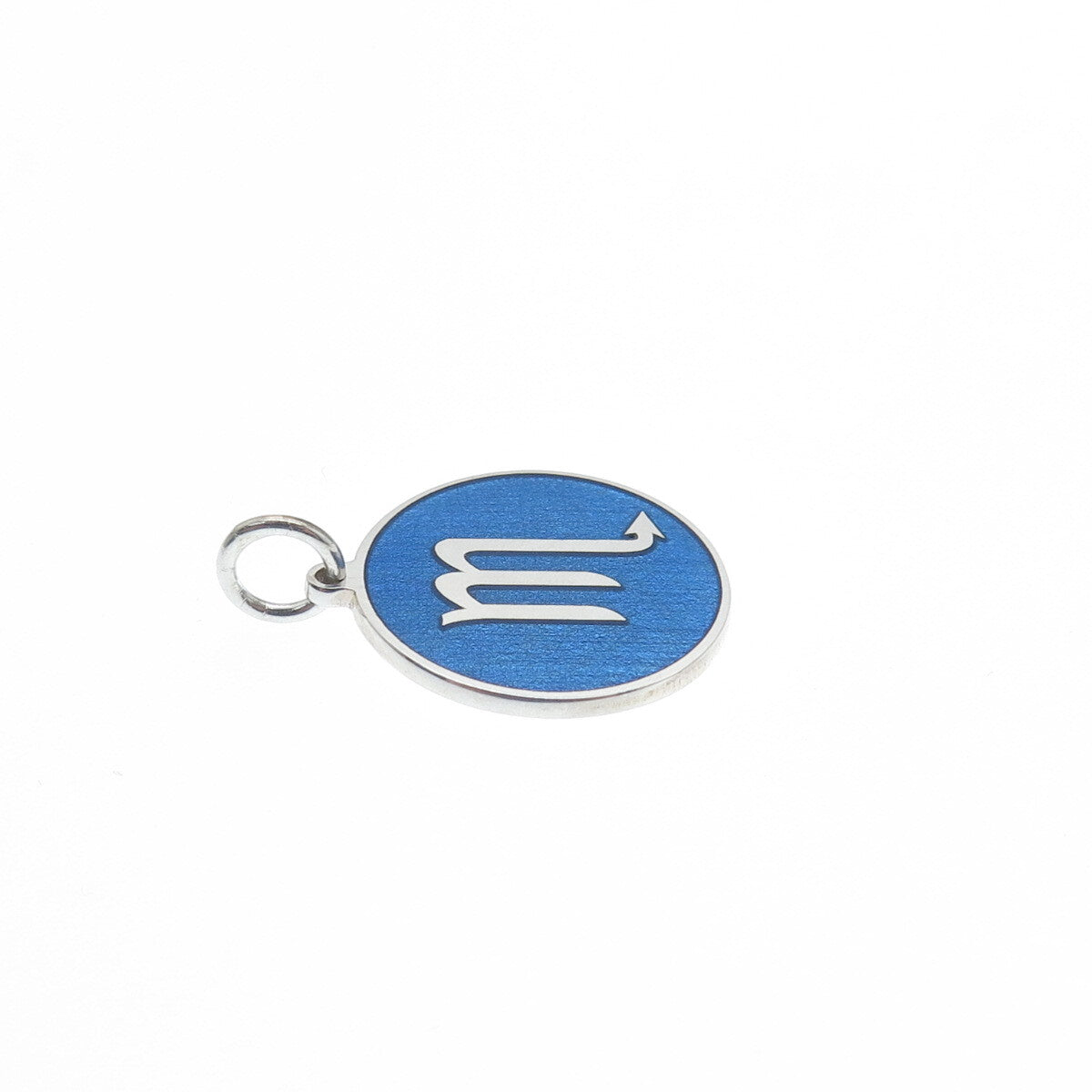925 Sterling Silver Blue Enamel Scorpio Zodiac Sign Minimalist Charm Pendant