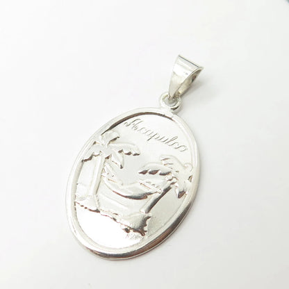 925 Sterling Silver Vintage Acapulco Oval Tag Pendant