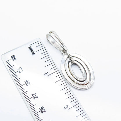 925 Sterling Silver Vintage Triple Oval Pendant