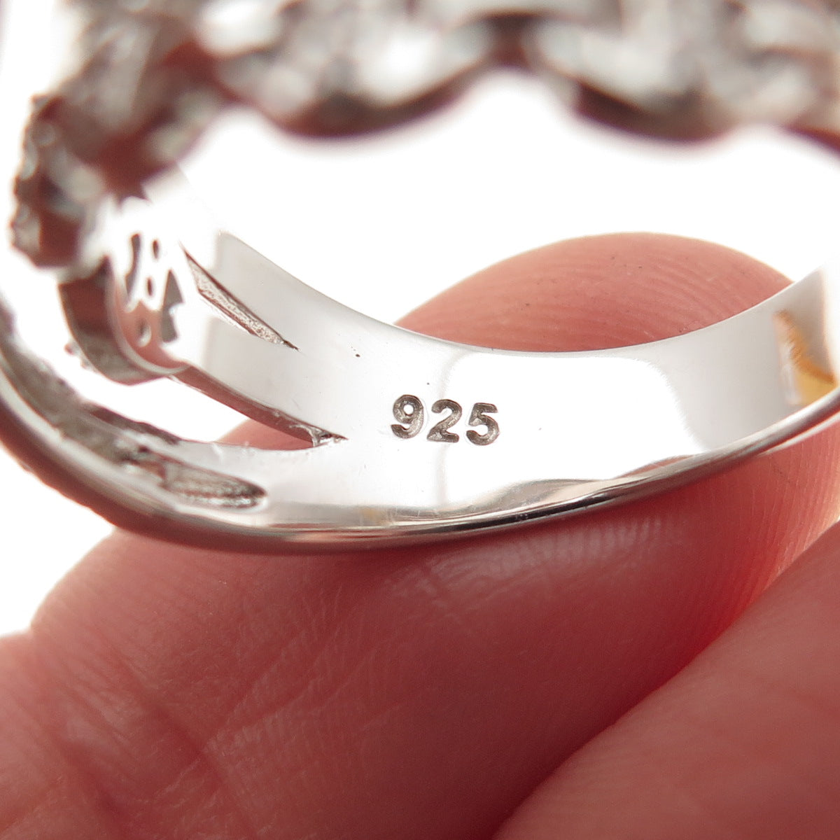 925 Sterling Silver Round-Cut C Z Multi-Chain Crisscross Ring Size 9.25
