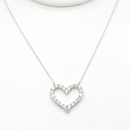 925 Sterling Silver Round-Cut C Z Open Heart Cable Chain Necklace 16-18"