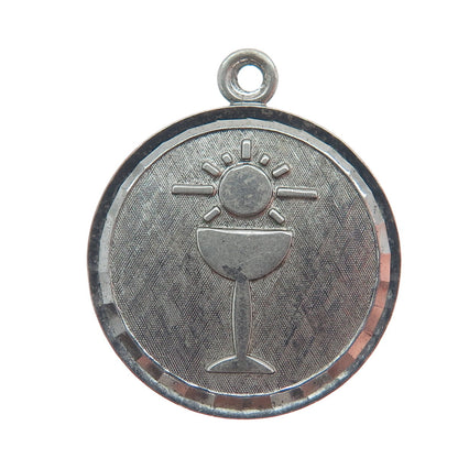 LAMODE 925 Sterling Silver Vintage First Holy Communion Minimalist Charm Pendant