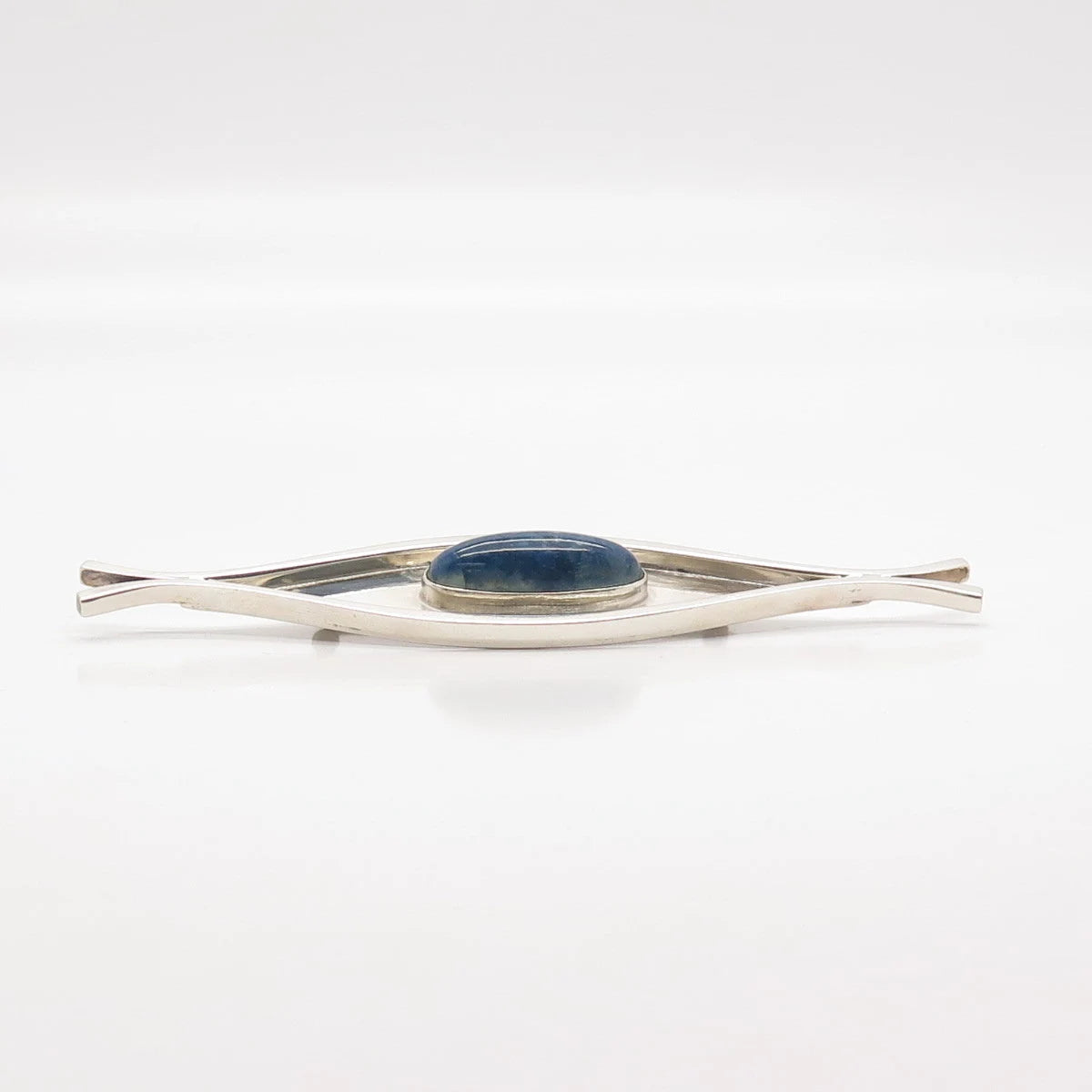 925 Sterling Silver Vintage Real Sodalite Gemstone Modernist Pin Brooch