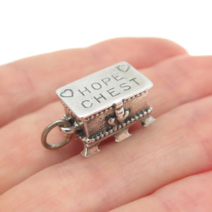 BEAU 925 Sterling Silver Vintage Hope Chest Minimalist Box Charm Pendant
