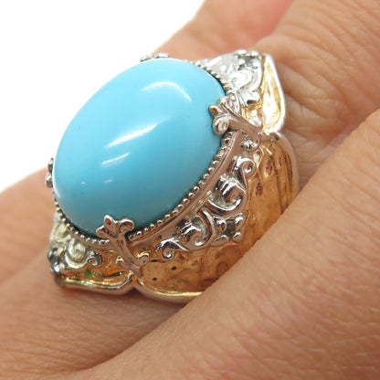 MICHAEL VALITUTTI Gems En Vogue Sterling 2-Tone Turquoise & Topaz Ring Size 7