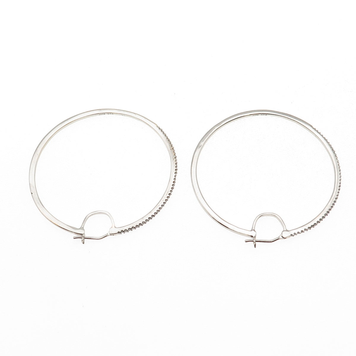 Sun 925 Sterling Silver Real Round-Cut Diamond Hoop Earrings