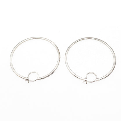 Sun 925 Sterling Silver Real Round-Cut Diamond Hoop Earrings