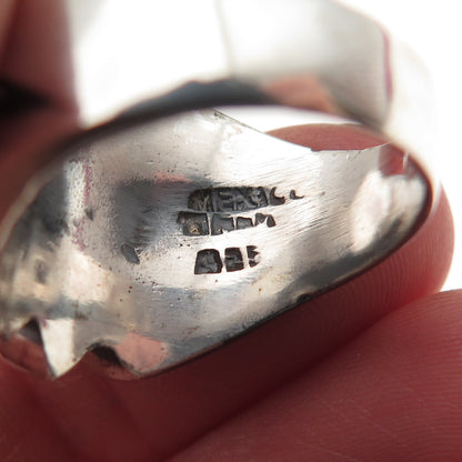 925 Sterling Silver Vintage Mexico Modernist Ribbed Oxidized Ring Size 8