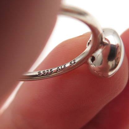 Pandora 925 Sterling Silver Faux Pearl Droplet Ring Size 6