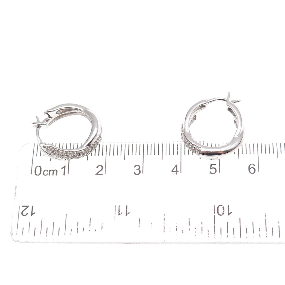 925 Sterling Silver Real Round-Cut Diamond Crisscross Hoop Earrings