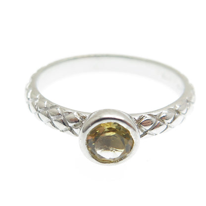 FADI 925 Sterling Silver Real Lime Citrine Gem Cage / Wicker Ring Size 7.75