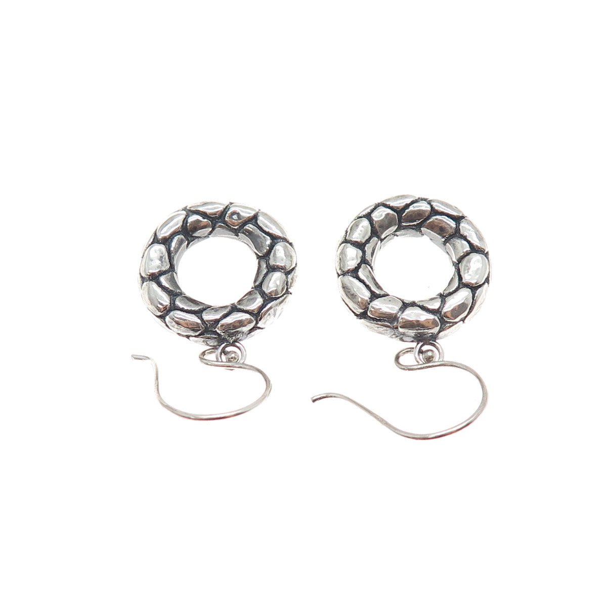 925 Sterling Silver Vintage Modernist Kali Dotted Dangle Earrings