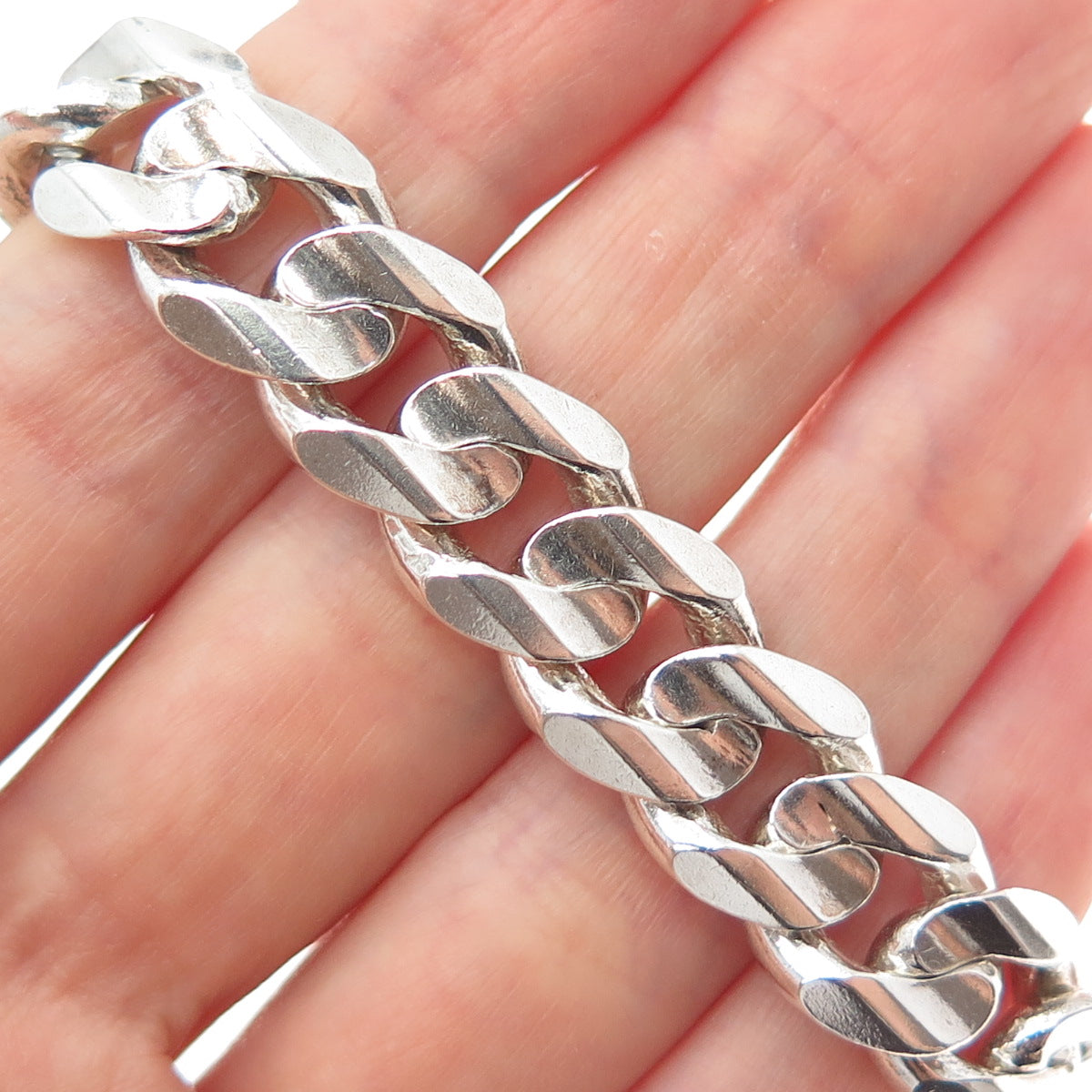 925 Sterling Silver Vintage Italy Cuban Link Heavy 52.0g Bracelet 8"