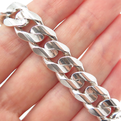 925 Sterling Silver Vintage Italy Cuban Link Heavy 52.0g Bracelet 8"
