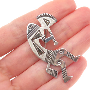 Harold Joe Old Pawn 925 Sterling 14K Gold Vintage Kokopelli Pin Brooch / Pendant