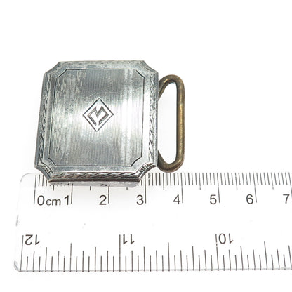 DUNN BROS 925 Sterling Silver Antique Art Deco Letter M Monogram Belt Buckle