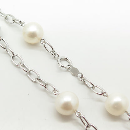 925 Sterling Silver JCM Jacmel Real Pearl By The Yard Station Chain Necklace 18"