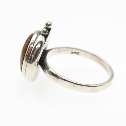 925 Sterling Silver Vintage Enamel Rose Flower Ring Size 5.75