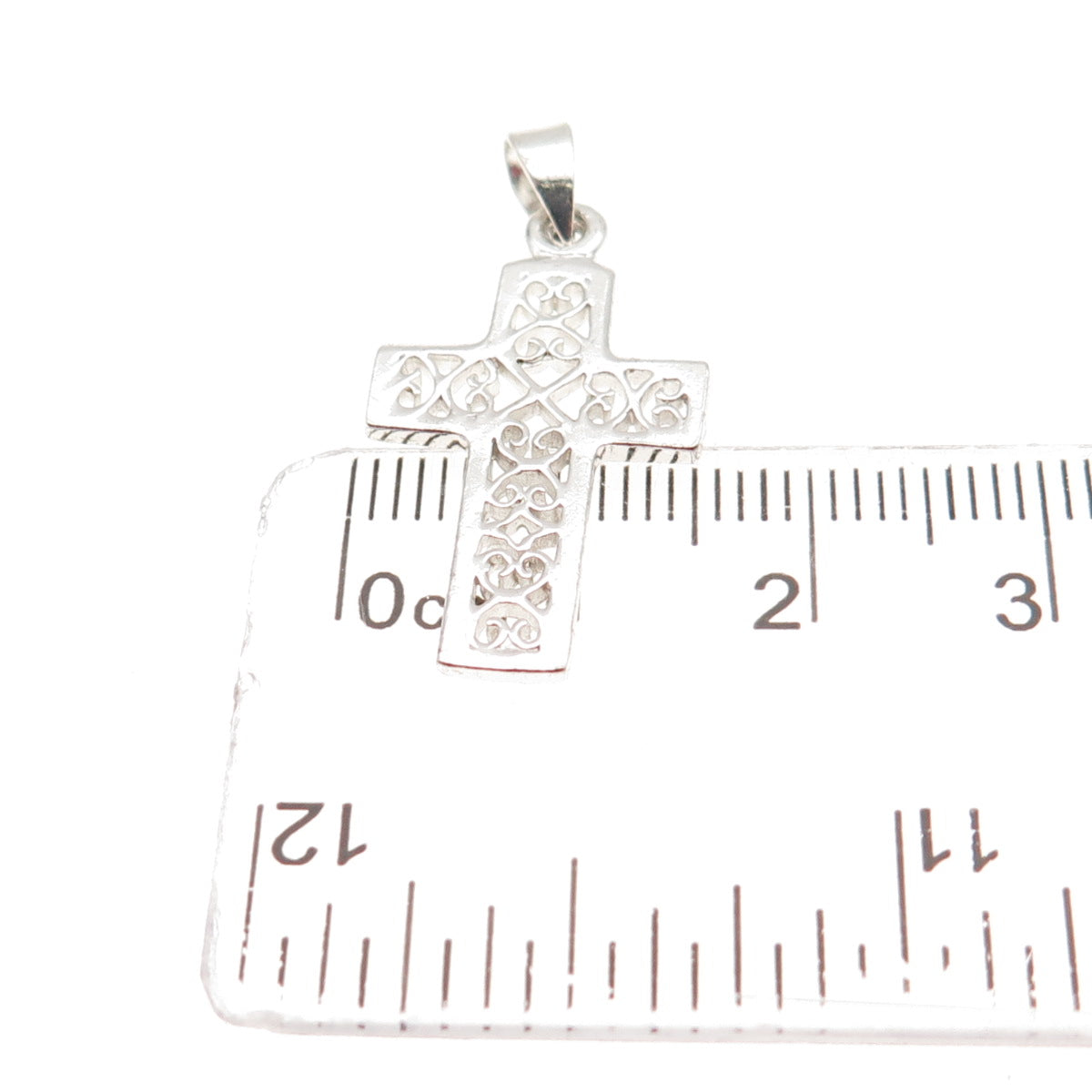 925 Sterling Silver Vintage Ornate Heart Cross Charm Pendant