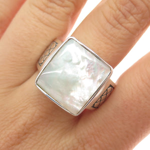 PHLD PlayHardLookDope 925 Sterling Silver Real Mother-of-Pearl Ring Size 11
