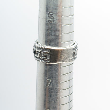 925 Sterling Silver Vintage Greek Maze Band Ring Size 6.5