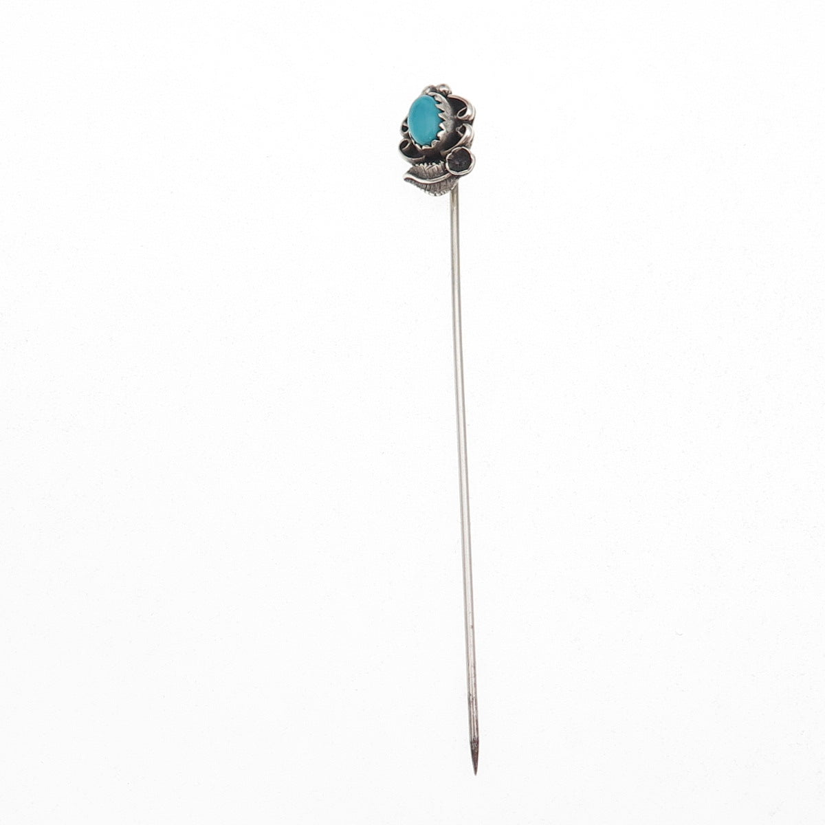 Old Pawn 925 Sterling Silver Vintage Southwestern Turquoise Feather Lapel Pin