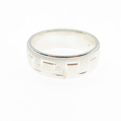 925 Sterling Silver Vintage Zig Zag Puzzle Brushed Band Ring Size 10