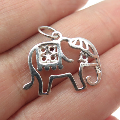 925 Sterling Silver Real Multi-Color Gem Elephant Minimalist Charm Pendant