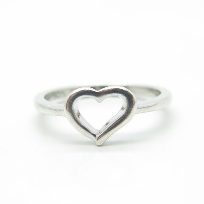 925 Sterling Silver Vintage Open Heart Ring Size 8