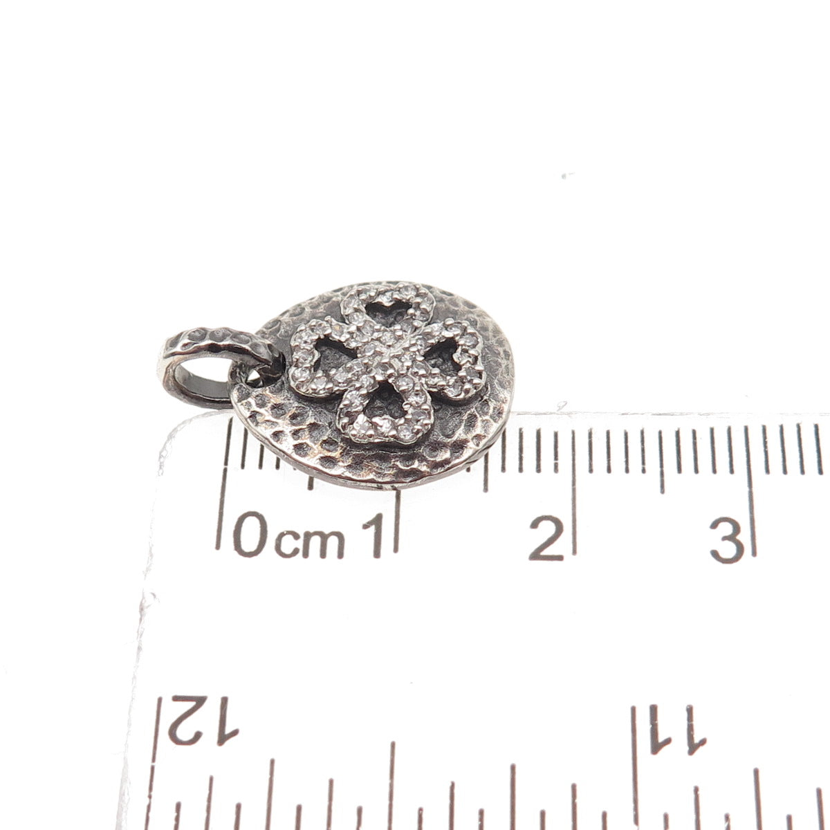 925 Sterling Silver Round-Cut C Z Clover Mini Charm Pendant