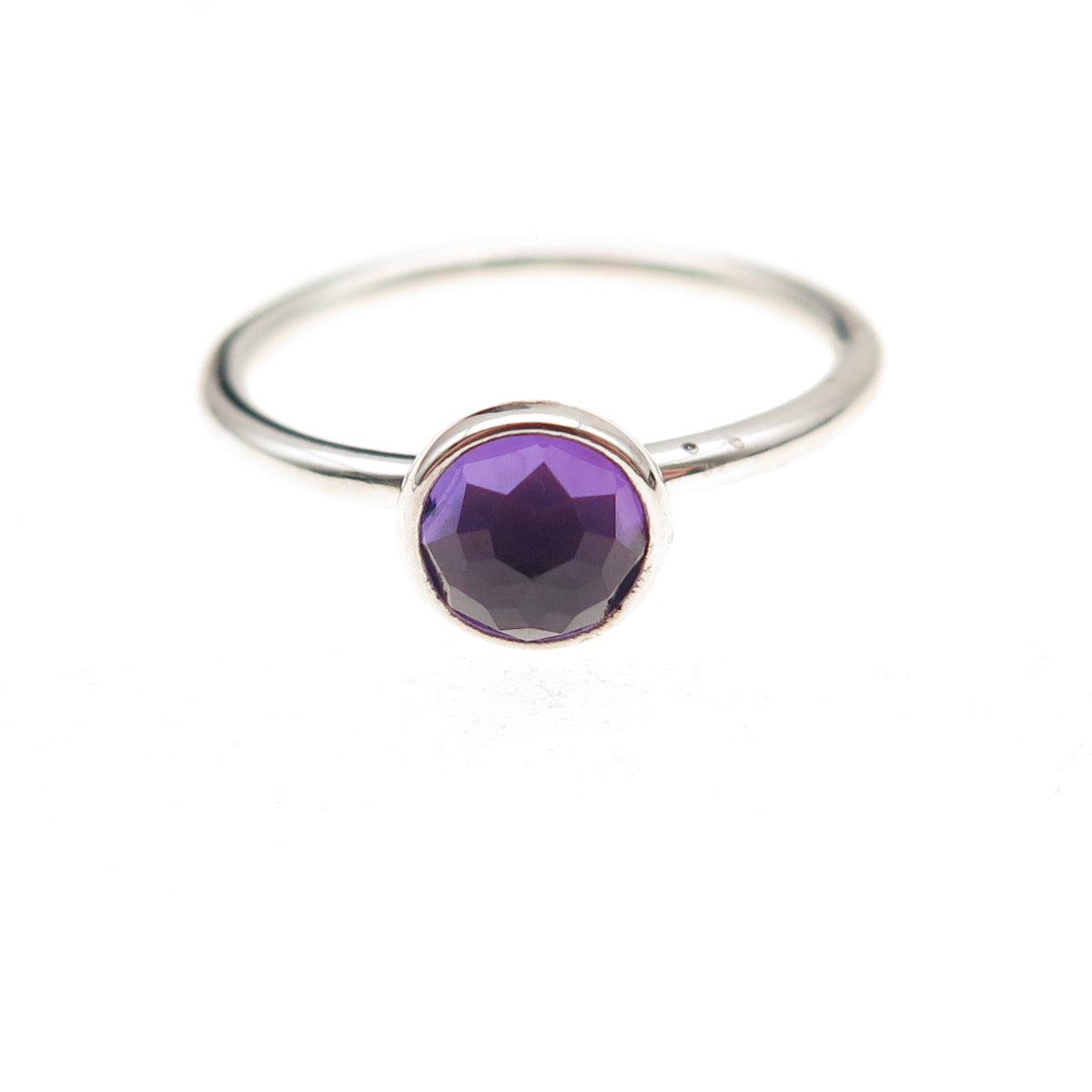 Pandora Sterling Silver Real Amethyst February Birthday Blooms Ring Size 6.75