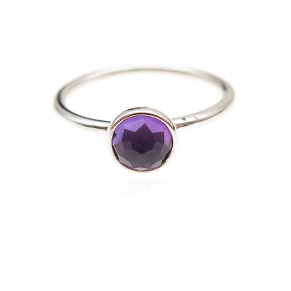 Pandora Sterling Silver Real Amethyst February Birthday Blooms Ring Size 6.75