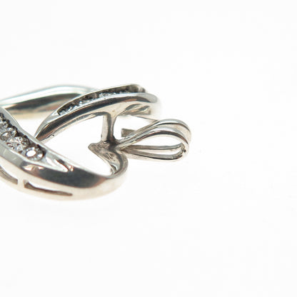 925 Sterling Silver Real Round-Cut Diamond Heart Charm Pendant