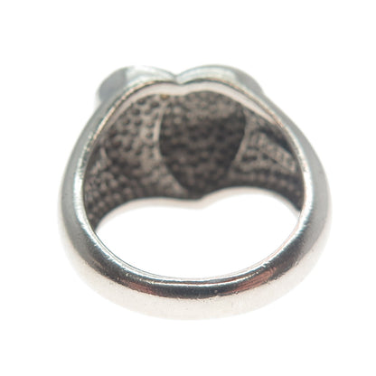 925 Sterling Silver Vintage Modernist Dome Heart Ring Size 7