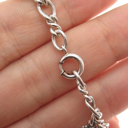 CREED 925 Sterling Silver Antique Art Deco Religious Charms Bracelet 6.5"