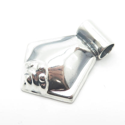 925 Sterling Silver Vintage Mexico Large Hollow Slide Pendant