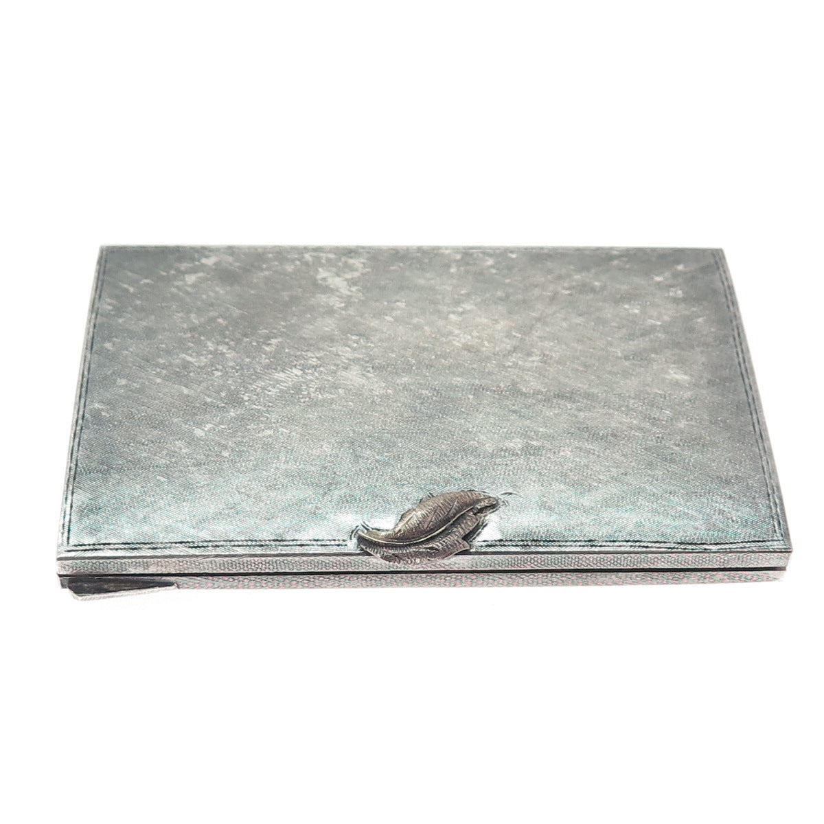 800 Silver Antique Art Deco Italy Floral Leaf Oxidized Cigarette / Card Case