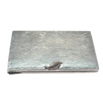 800 Silver Antique Art Deco Italy Floral Leaf Oxidized Cigarette / Card Case