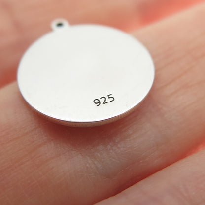 925 Sterling Silver Red Enamel Female Symbol Round Tag Minimalist Charm Pendant