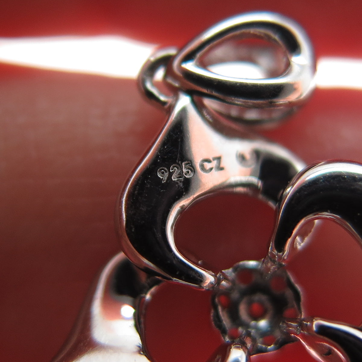 925 Sterling Silver Round-Cut C Z Flower Charm Pendant