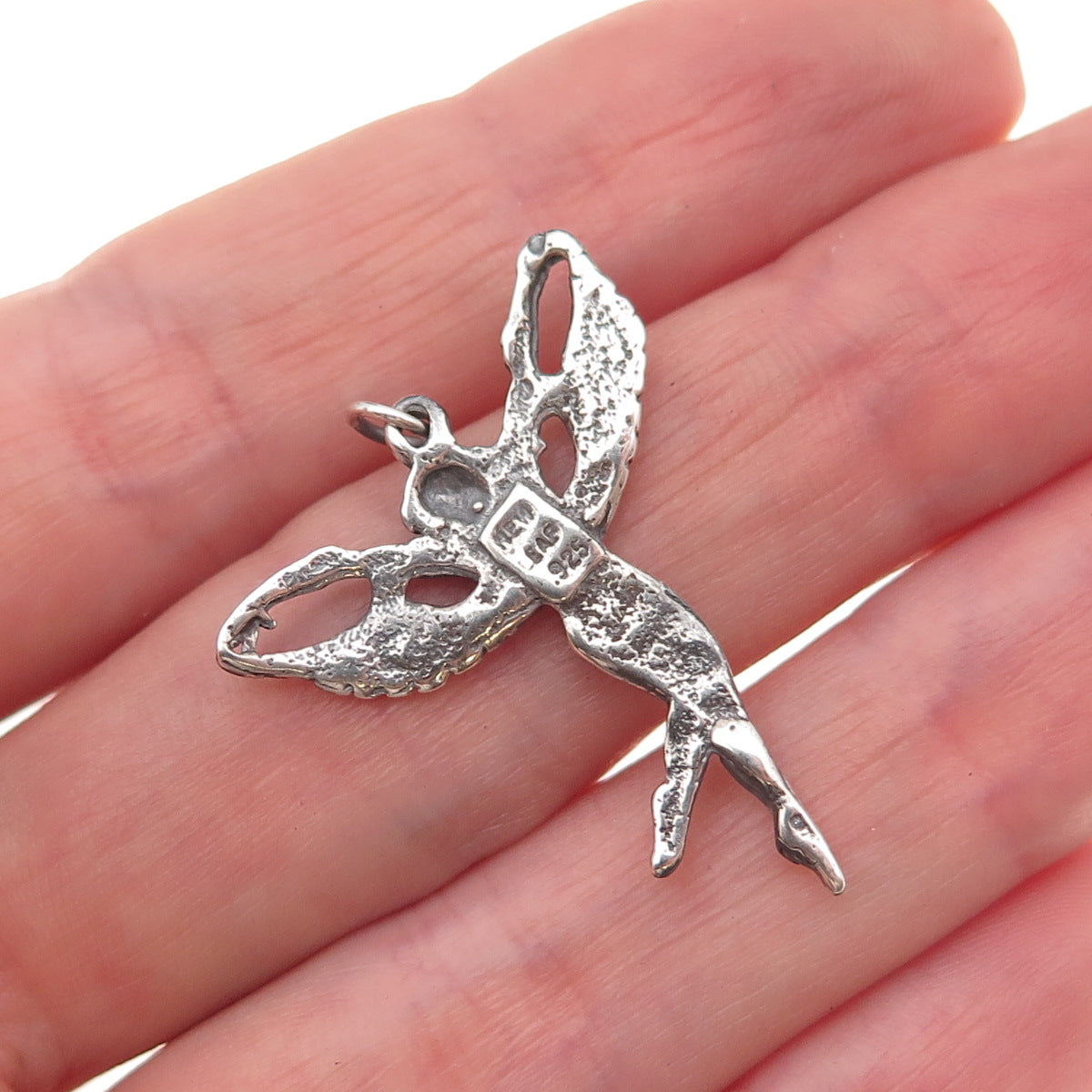 New Leaf 925 Sterling Silver Vintage Fairy Oxidized Charm Pendant