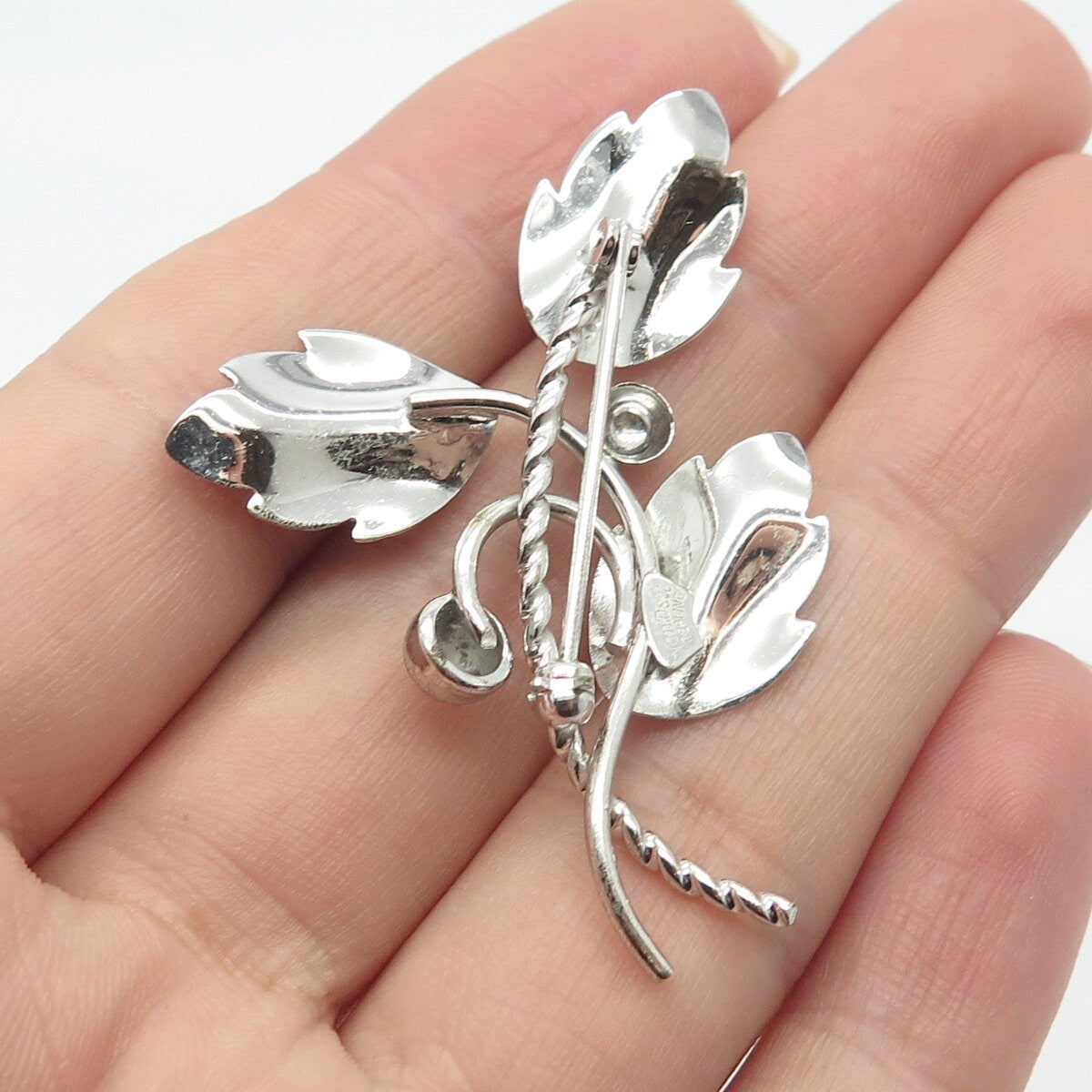 925 Sterling Silver Vintage Van Dell Leaf Branch Pin Brooch