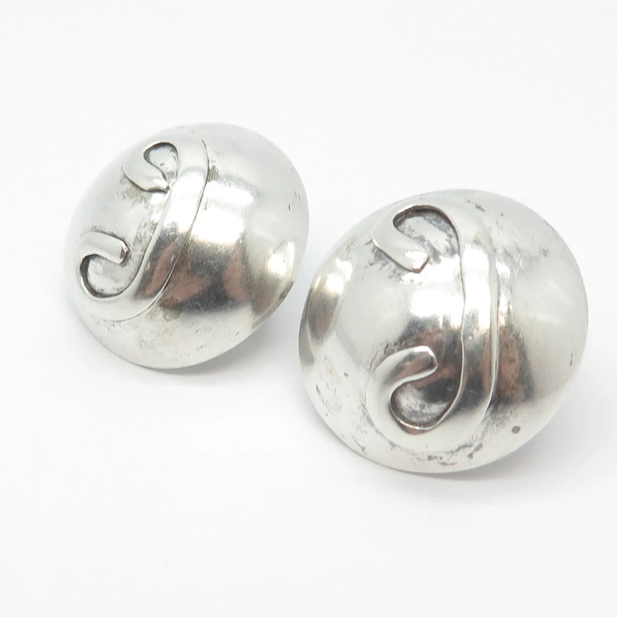 925 Sterling Silver Vintage Round Button Cufflinks