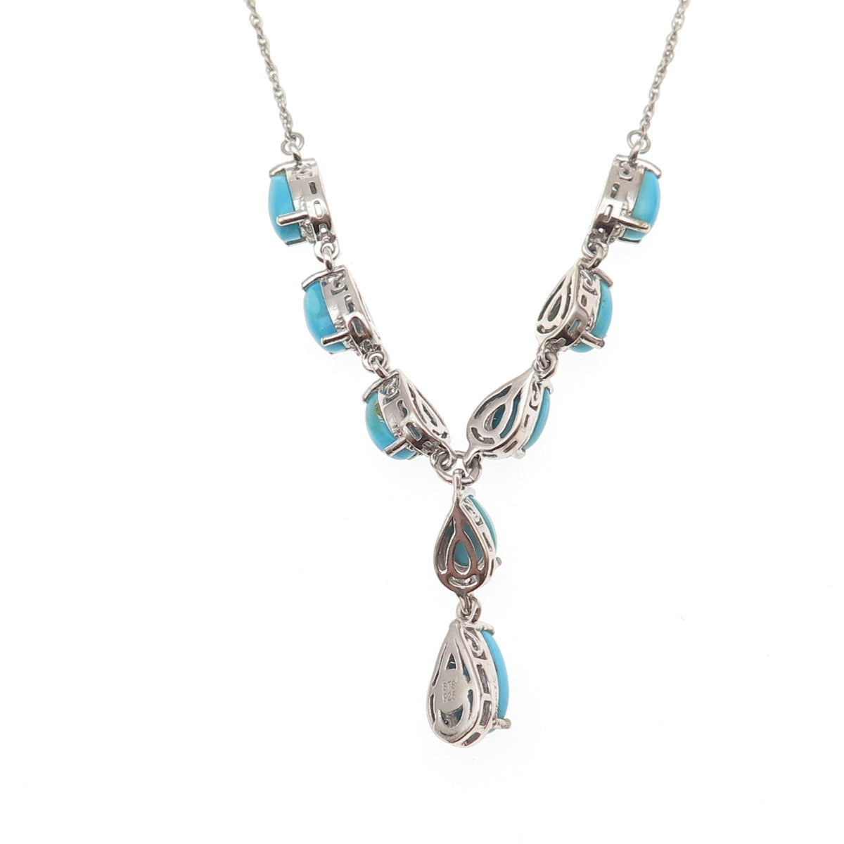 Chuck Clemency 925 Sterling Silver Real Turquoise Singapore Chain Necklace 20"