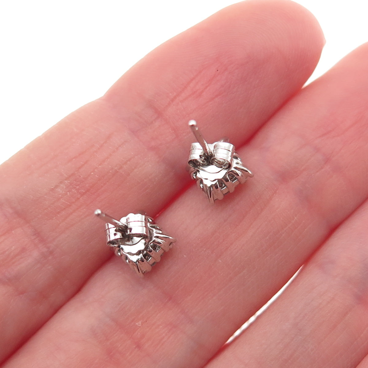 925 Sterling Silver Asscher & Round-Cut C Z Stud Earrings