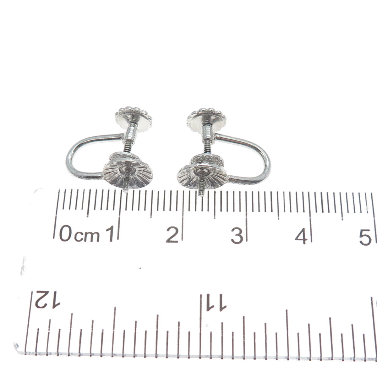 MARVELLA Sterling Silver Antique Art Deco Screw Back Earrings (missing pearls)