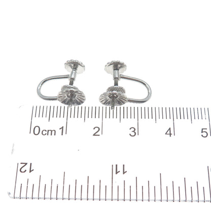 MARVELLA Sterling Silver Antique Art Deco Screw Back Earrings (missing pearls)