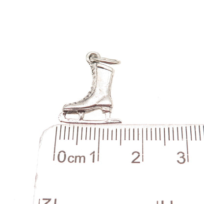 Beau 925 Sterling Silver Vintage Ice Skating Shoe Oxidized Charm Pendant