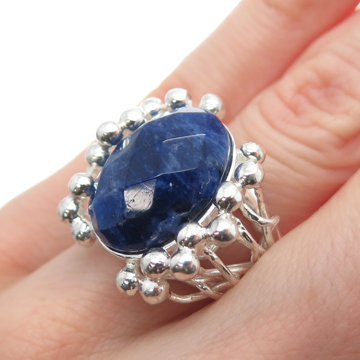 RIDER 950 Silver Vintage Real Sodalite Modernist Ring Size 6